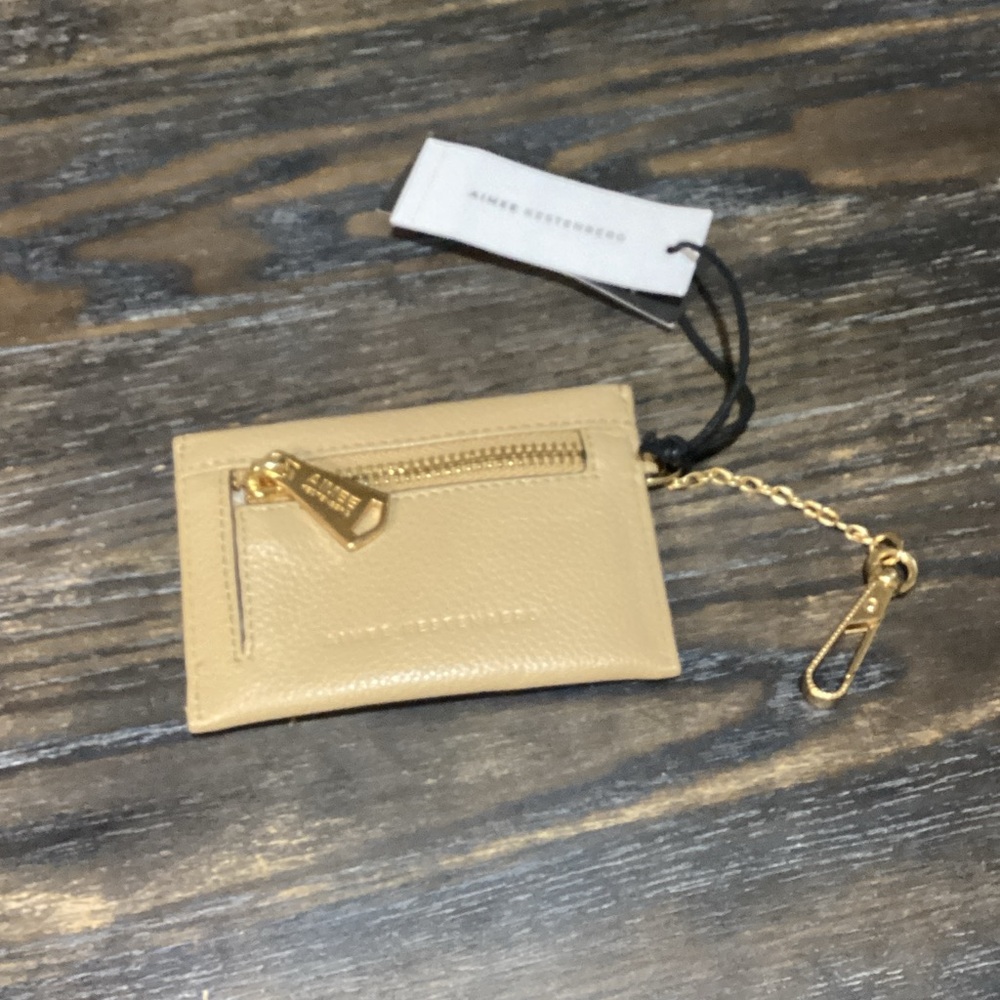 Aimee Kestenberg Beige Card Holder with Gold Chain